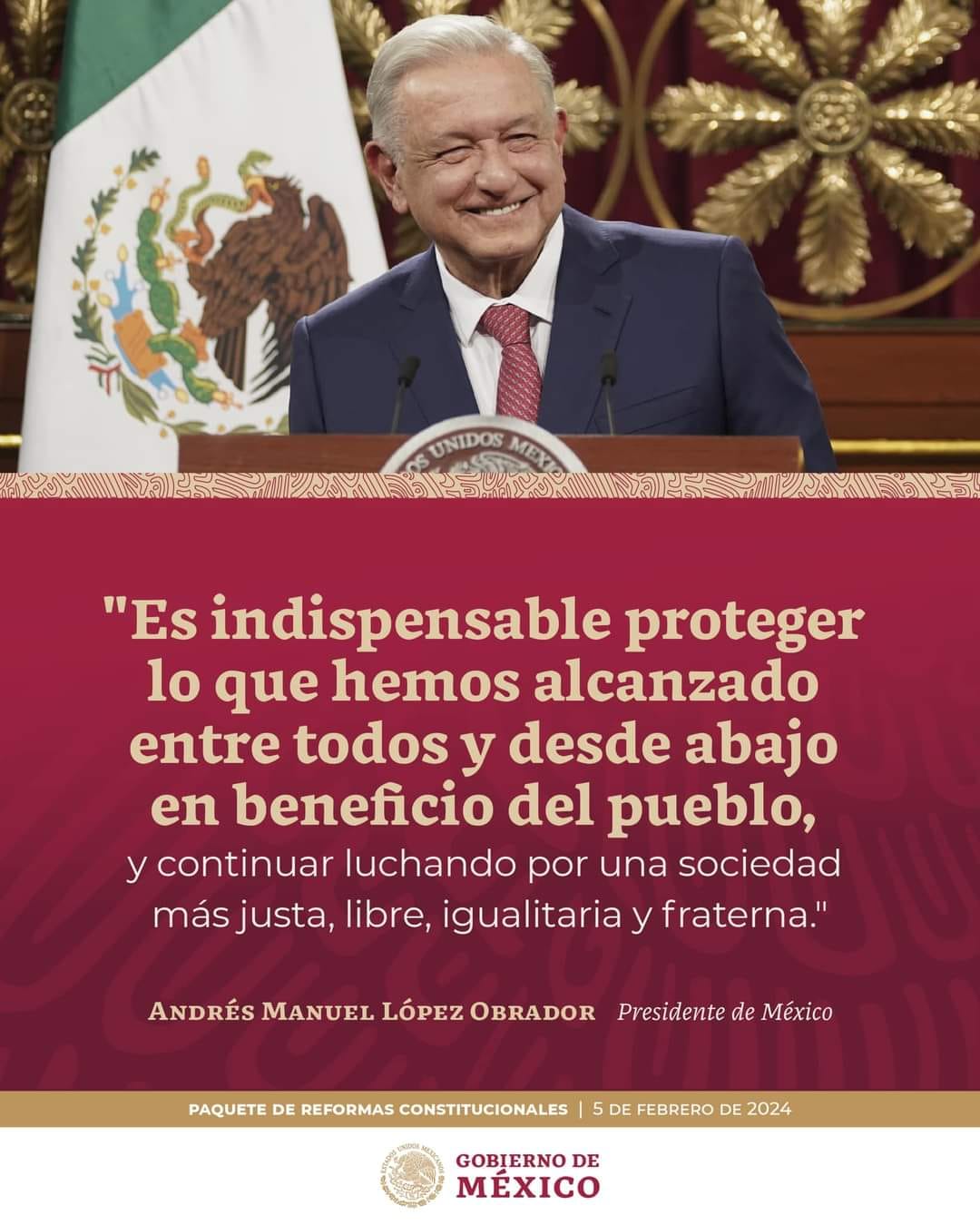 El presidente de México presentó el paquete de reformas que entregará al Congreso, de las cuales 18 son cambios constitucionales y dos a leyes secundarias